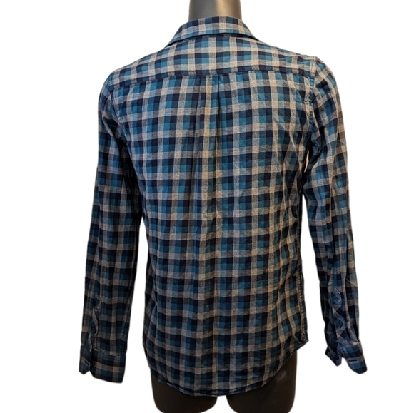 VANS blue check slim fit button front shirt small - Picture 4 of 7